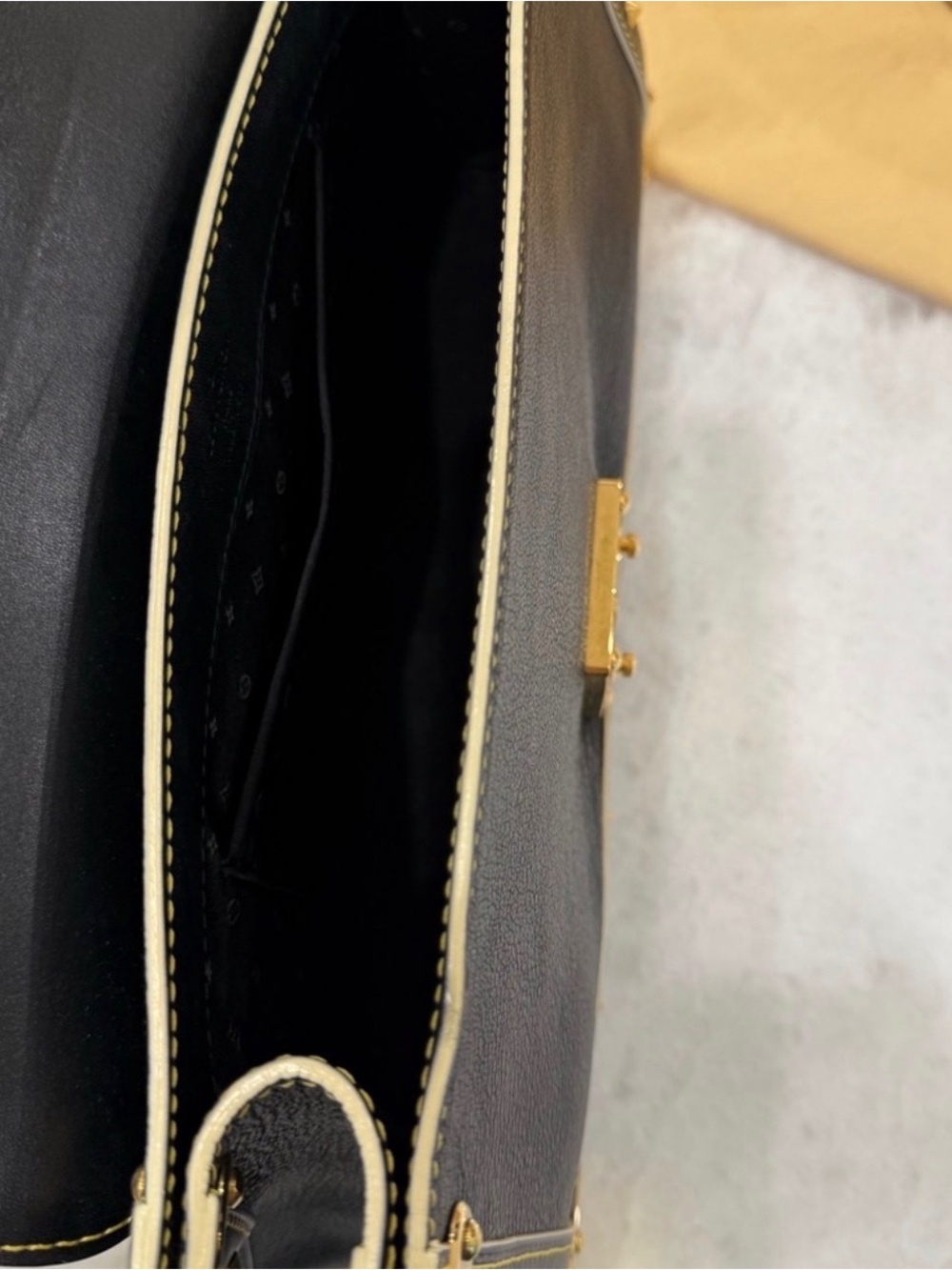 Louis Vuitton Black Leather Crossbody with Gold Hardware and Stud Accents - Picture 6 of 6